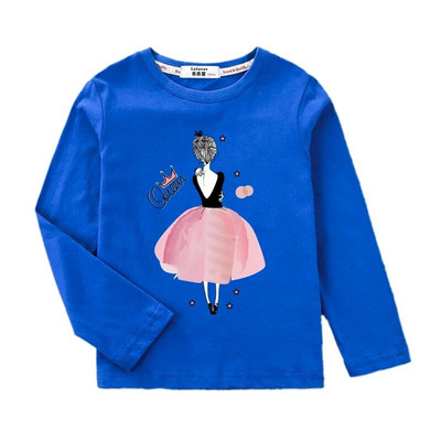 Aimi Lakana Studentų mergaičių madingi marškinėliai vaikiški marškinėliai ilgomis rankovėmis Pavasario vakarėlio suknelės Mergaičių medvilniniai marginti marškinėliai