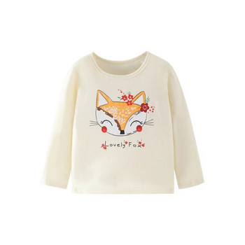 Little maven Бебешка тениска за момичета с дълги ръкави, меки памучни есенни дрехи, прекрасни цветя и лисица за малки деца, момичета, деца от 2 до 7 години