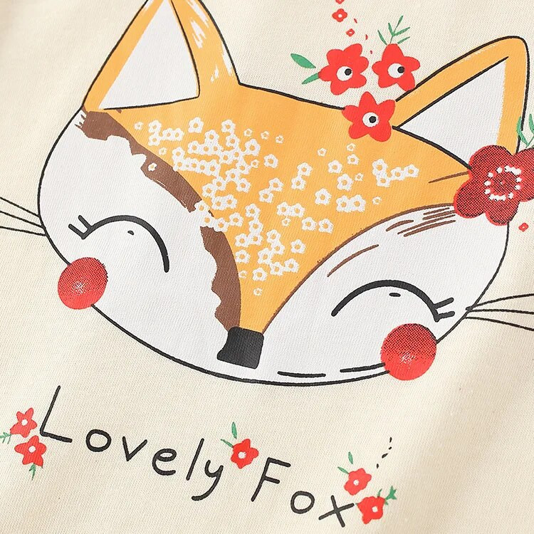 Little maven Baby Girls T-shirt Μακρυμάνικο βαμβακερό μαλακό φθινοπωρινό ρούχα Lovely Flower and Fox για νήπια κορίτσια Παιδιά 2 έως 7 ετών