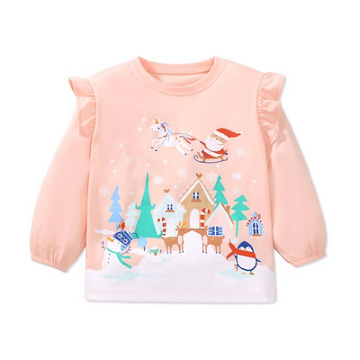 Little Maven 2023 Bērnu apģērbi meitenēm Kokvilnas Jaungada topi multfilmas Ziemassvētku Sniega cilvēka T-krekls