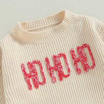 0-6 г. Детски бебешки момичета Момчета Плетен пуловер Есенно-зимни дрехи с дълъг ръкав и деколте с букви Меки топли трикотажни пуловери