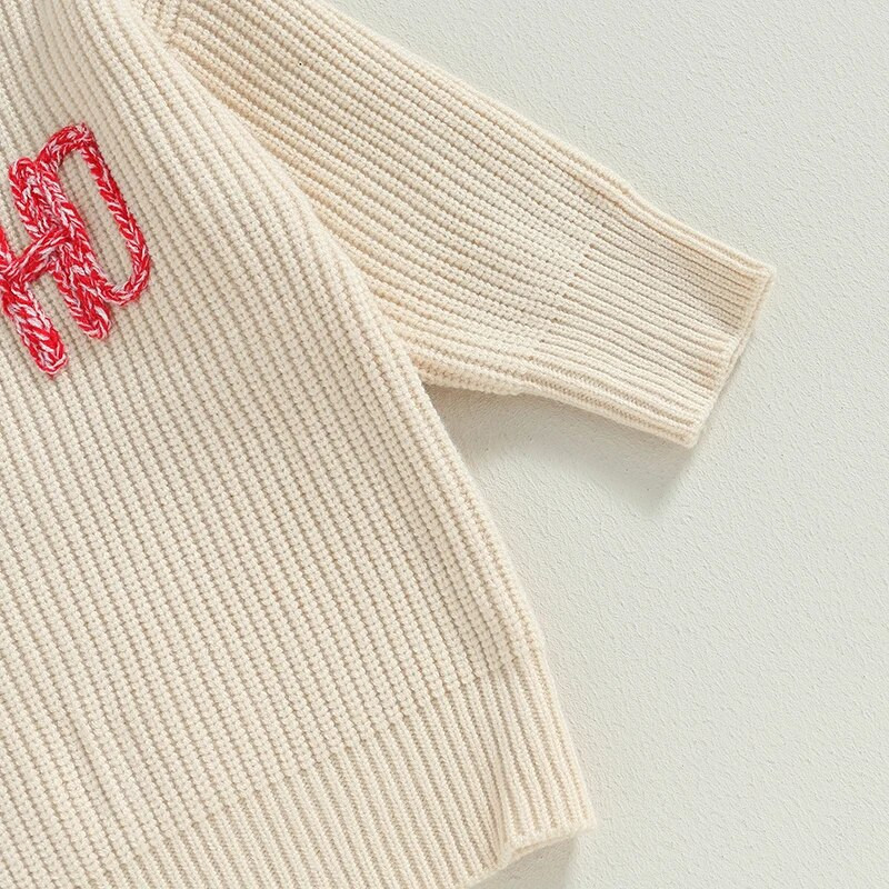 0-6Y Gyerekek Baba Lányok Fiúk Kötött Pulóver Őszi Téli Ruhák Hosszú ujjú Nyakú betűk Puha Meleg Kötött Pulóver Felsők