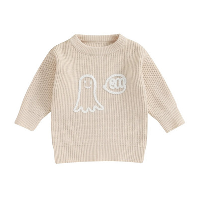 Proljeće Jesen Dječji džemperi Dječja Dječaci Djevojčice Pletena odjeća Vez u obliku slova duhova Puloveri dugih rukava Ležerne majice za malu djecu