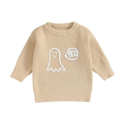 Proljeće Jesen Dječji džemperi Dječja Dječaci Djevojčice Pletena odjeća Vez u obliku slova duhova Puloveri dugih rukava Ležerne majice za malu djecu