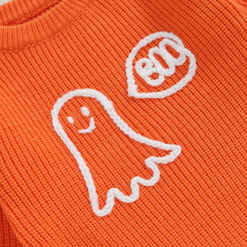 Proljeće Jesen Dječji džemperi Dječja Dječaci Djevojčice Pletena odjeća Vez u obliku slova duhova Puloveri dugih rukava Ležerne majice za malu djecu