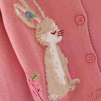 Little maven Детски дрехи за момичета Прекрасен розов заешки пуловер с малки пиленца Памучен суичър Есенно облекло за деца от 2 до 7 години