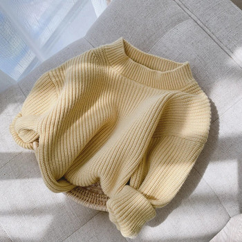 2020 Нов бебешки плътен пуловер, детско облекло за бебета и момичета, есенно ново бонбонено цветно О-образно деколте, свободни ежедневни пуловери, пуловери, палто 3M-6Y