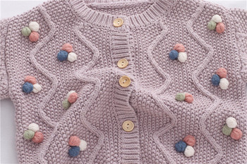 Детски пуловер за момичета Яке Пролет и есен Нова памучна детска вълнена жилетка Палто Бебешки пуловер за малко дете 1 3 5 Y