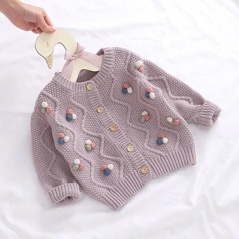 Детски пуловер за момичета Яке Пролет и есен Нова памучна детска вълнена жилетка Палто Бебешки пуловер за малко дете 1 3 5 Y