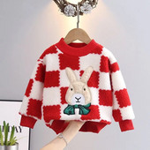 Rudens ziemas apģērbs meiteņu zīdaiņu brīvs džemperis plīša biezināts bērnu džemperis meiteņu mazuļu biezināts krekls