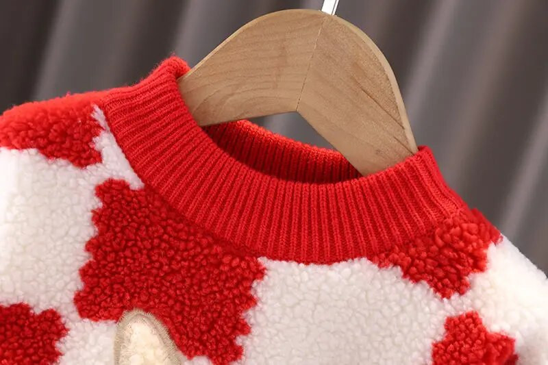 Rudens ziemas apģērbs meiteņu zīdaiņu brīvs džemperis plīša biezināts bērnu džemperis meiteņu mazuļu biezināts krekls