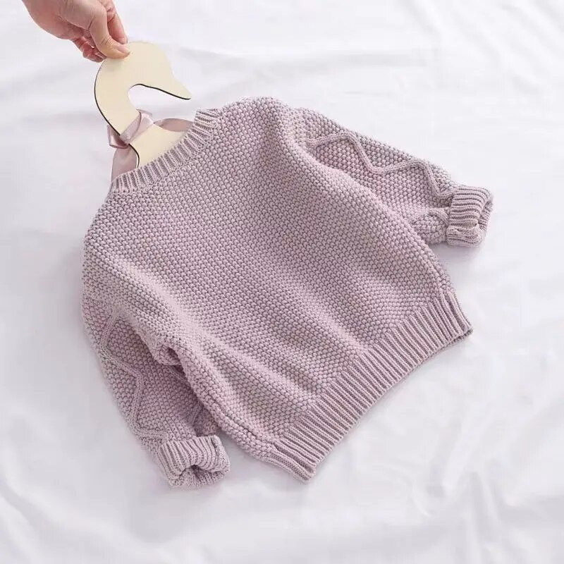 Vaikų mergaičių pavasarinė suknelė Naujas madingas paltas grynos medvilnės kūdikių trikotažas Vaikiškas megztinis megztinis kūdikių megztinis megztinis