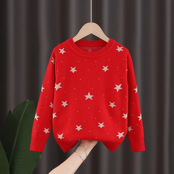 2022 г. Ins Нови зимни пуловери за момичета Звезден пуловер Плетива Детски дрехи