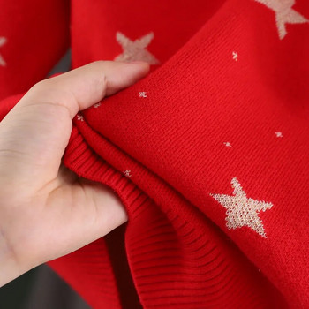 2022 г. Ins Нови зимни пуловери за момичета Звезден пуловер Плетива Детски дрехи