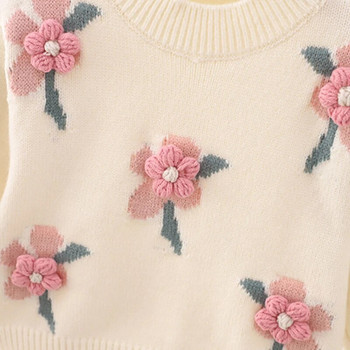 2022 Φθινοπωρινό Πλεκτό Πλεκτό Πουλόβερ λουλουδιών Μακρυμάνικα Ρούχα Κοριτσίστικα Παιδικά Ρούχα Κοριτσίστικα για 2-6 Χρόνια