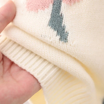 2022 есенно-зимен плетен пуловер Декорация на цветя Дрехи за момичета с дълги ръкави Детски дрехи Момичета за 2-6 години