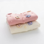 Lányok tavaszi és őszi kötött kardigán új lány matrica hosszú ujjú kardigán pulóver Lány pulóver kötött pulóver