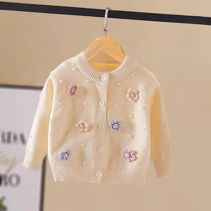 Lányok tavaszi és őszi kötött kardigán új lány matrica hosszú ujjú kardigán pulóver Lány pulóver kötött pulóver