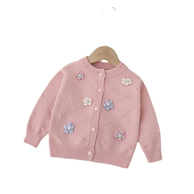 Lányok tavaszi és őszi kötött kardigán új lány matrica hosszú ujjú kardigán pulóver Lány pulóver kötött pulóver