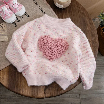 Πουλόβερ για κορίτσια Φθινοπωρινό χειμωνιάτικο πουλόβερ για παιδιά 2023 Παιδικά φούτερ Love Knitting Παιδικό πουκάμισο Ζεστό μωρό