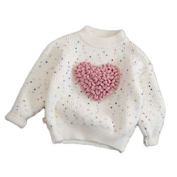 Пуловер за момичета Есен Зимен пуловер за деца 2023 Детски суичъри Любовно плетене Риза за малко дете Топли бебешки горнища
