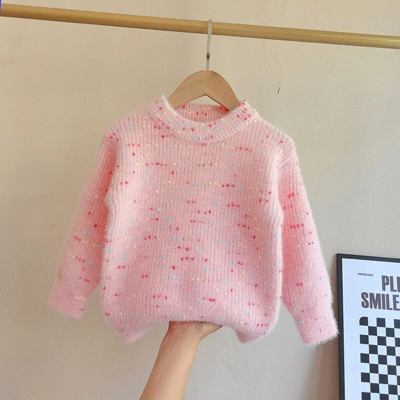 Rudens ziema bērniem plīša džemperis Toddler Girls Meitenes Kašmira Silti Kostīms Bērniem Korejas garās vītnes Topi Zīdaiņu Virsdrēbes