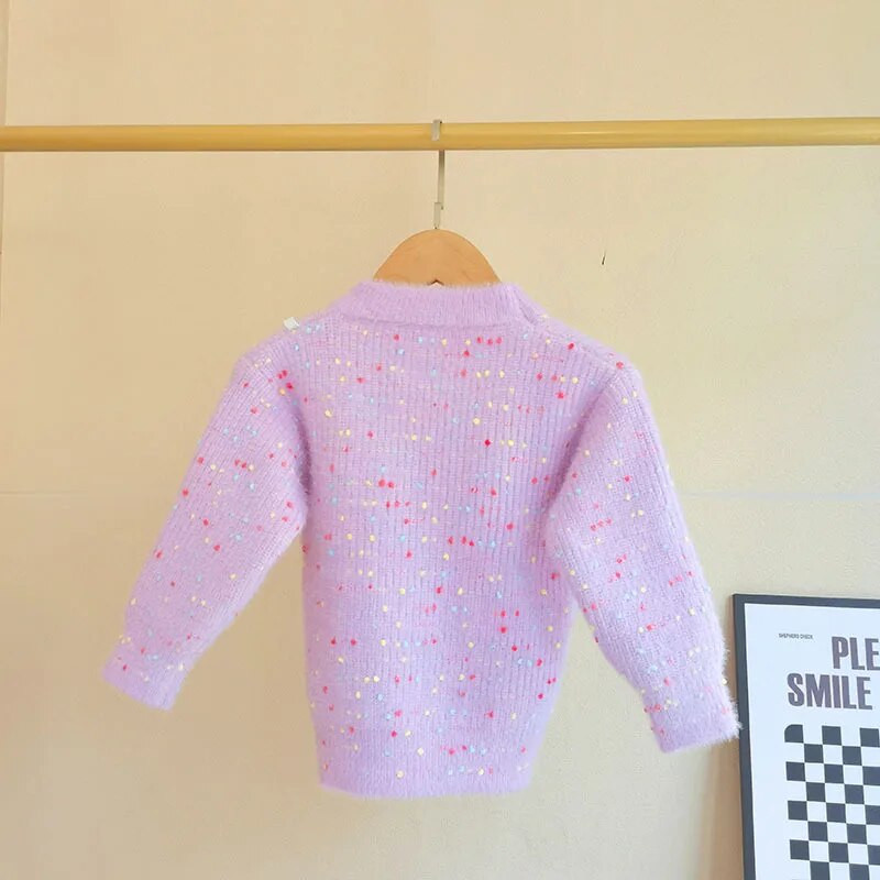 Rudens ziema bērniem plīša džemperis Toddler Girls Meitenes Kašmira Silti Kostīms Bērniem Korejas garās vītnes Topi Zīdaiņu Virsdrēbes