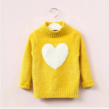 Πλεκτό πουλόβερ για κοριτσάκια 2-9 ετών 2020 Χειμώνας και Φθινοπωρινό μακρυμάνικο ζεστό ψηλό γιακά χαριτωμένο παιδικό πουλόβερ κορυφαία κοριτσίστικα ρούχα