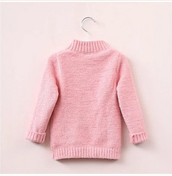 2-9 години плетен пуловер за бебета и момичета 2020, зима и есен, топла висока яка с дълги ръкави, сладко сърце, детски пуловер, горни дрехи за момичета