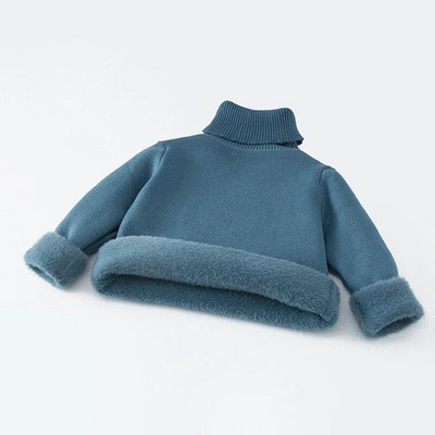 Ziemas bērniem Zēniem Zēniem Meiteņu Džemperi Ūdeles Samta Apkakle Pulovers Toddler Bērnu Silts Džemperis Zēniem Biezs Virsdrēbes 1-10G