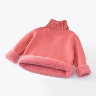 Ziemas bērniem Zēniem Zēniem Meiteņu Džemperi Ūdeles Samta Apkakle Pulovers Toddler Bērnu Silts Džemperis Zēniem Biezs Virsdrēbes 1-10G