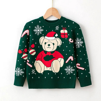 Есенно-зимен детски коледен пуловер Малко мече Момиче Бебешки пуловер Подплата, пуловер, деколте за момче, без качулка