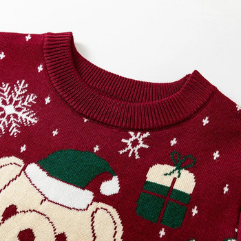 Есенно-зимен детски коледен пуловер Малко мече Момиче Бебешки пуловер Подплата, пуловер, деколте за момче, без качулка