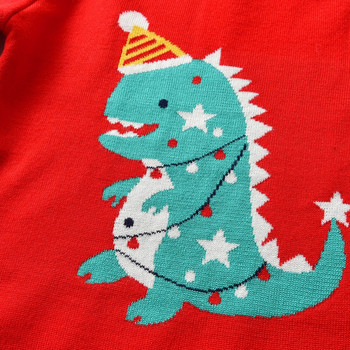 Toddler Boy Dinosuar πουλόβερ Κόκκινο Χριστουγεννιάτικο μακρυμάνικο