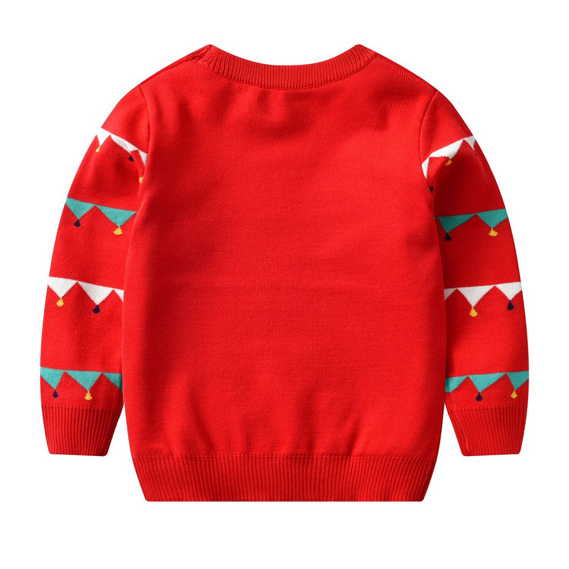 Toddler Boy Dinozuar džemperis sarkans ar garām piedurknēm Ziemassvētku