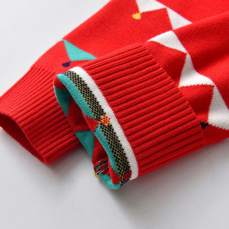 Toddler Boy Dinozuar džemperis sarkans ar garām piedurknēm Ziemassvētku