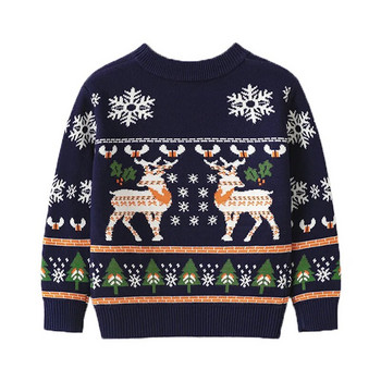Коледен пуловер за момчета и момичета Есен Зима Джърси Пуловер Плетен пуловер Коледен елен Елен Детски суичъри Трикотаж Горнища