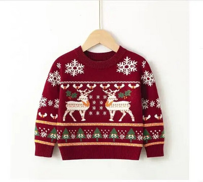 Ziemassvētku zēnu meiteņu džemperis rudens ziemas džemperis džemperis trikotāžas džemperis Ziemassvētku brieži aļņi bērnu džemperi trikotāžas topi