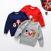 Mazuļu Ziemassvētku džemperis Brieža sniegpārsliņu apdruka Karikatūra Ziemassvētki Ziemassvētki Jaunais gads Bērnu apģērbi Rudens un ziemas bērnu trikotāžas tērpi