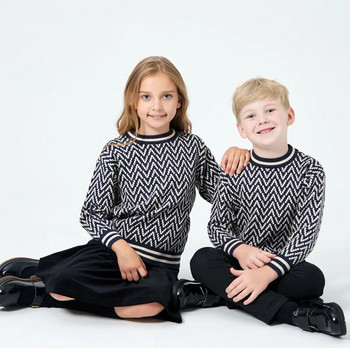 4 до 12 години деца момчета момичета пуловер с геометричен принт рибена кост дете тийнейджъри детска мода есен зима ежедневни плетени пуловери