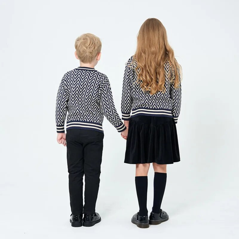 4 līdz 12 gadi bērni zēni meitenes ar ģeometrisku apdruku skujiņas džemperis bērnu tīņu bērnu modes rudens ziemas gadījuma trikotāžas džemperi