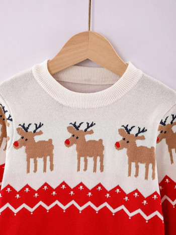 Χριστουγεννιάτικα Πουλόβερ για αγόρια για κορίτσια Φθινόπωρο Χειμώνας Παιδιά Κινούμενα σχέδια ελάφια πλεκτά πουλόβερ πουλόβερ Ζεστά εξωτερικά ρούχα Παιδικά casual ρούχα