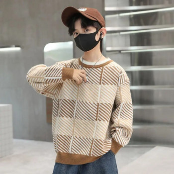 Момчета 2023 Нов корейски стил Зимен есенен пуловер Ежедневни пуловери 6-13 години Teeange Trend Outfits & Base Shirts Детски дрехи