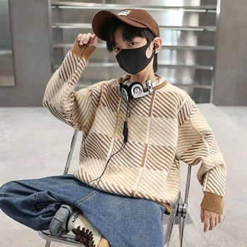 Момчета 2023 Нов корейски стил Зимен есенен пуловер Ежедневни пуловери 6-13 години Teeange Trend Outfits & Base Shirts Детски дрехи
