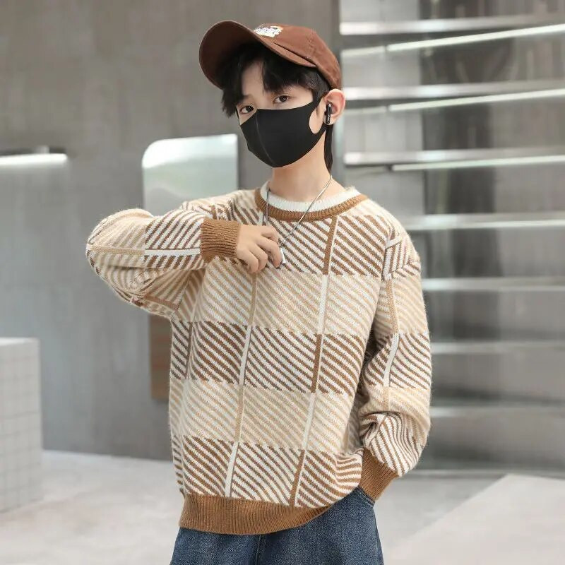 Fiúk 2023 új koreai stílusú téli őszi pulóverek alkalmi pulóverek 6-13 éves korig divatos tini ruhák és ingek gyerekruhák