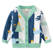 Ziemas zēni, meitenes, drēbes, mazi bērni, jauka karikatūra apdruka Džemperis jaciņa trikotāžas tops bērniem silts trikotāžas mētelis apģērbs