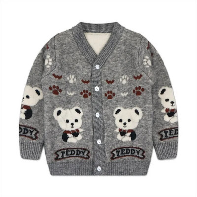 Új 2020 Gyerekeknek Kardigán Pulóver Ősz Tél Fiúk Lányok Rajzfilm Medve V-nyakú gomb Kötött Pulóverek Felsők Ruházat