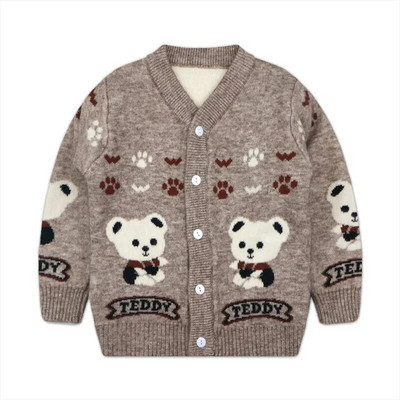 Új 2020 Gyerekeknek Kardigán Pulóver Ősz Tél Fiúk Lányok Rajzfilm Medve V-nyakú gomb Kötött Pulóverek Felsők Ruházat