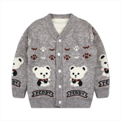 Új 2020 Gyerekeknek Kardigán Pulóver Ősz Tél Fiúk Lányok Rajzfilm Medve V-nyakú gomb Kötött Pulóverek Felsők Ruházat