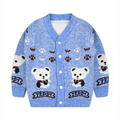 Új 2020 Gyerekeknek Kardigán Pulóver Ősz Tél Fiúk Lányok Rajzfilm Medve V-nyakú gomb Kötött Pulóverek Felsők Ruházat